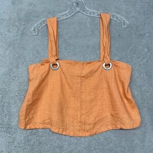 Back Beat Co Top Womens Small Linen Orange Crop Tank Top O Ring Straps
